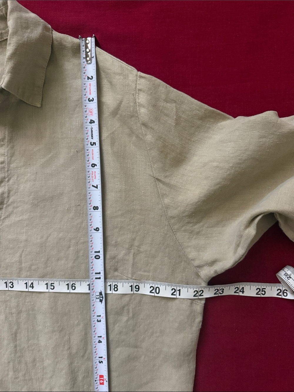 Cut Loose Sz XL Light Sage Linen v-necked Collared Top - Picture 9 of 13
